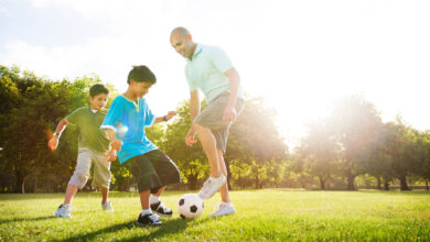 playing soccer