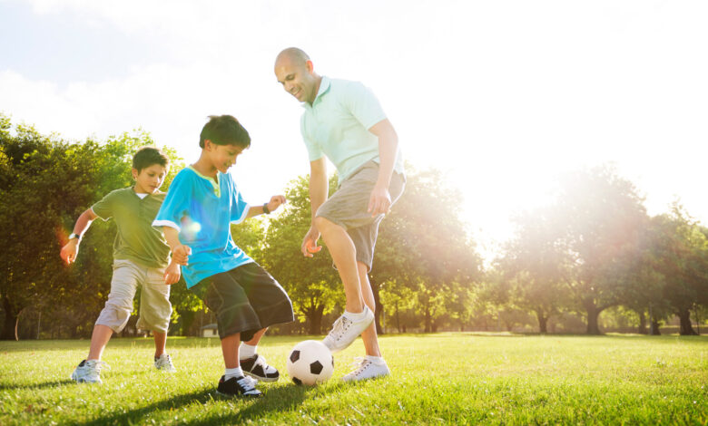 playing soccer